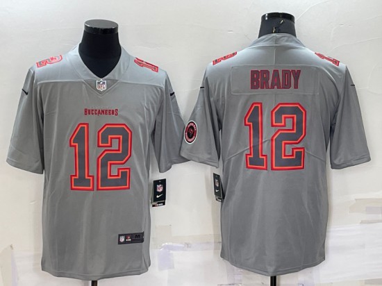 Men's Tampa Bay Buccaneers #12 Tom Brady Gray With Patch Atmosphere Fashion Stitched Jersey